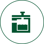 Green icon of a coffee maker.