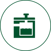 Green icon of a coffee maker.